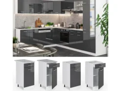 Küchenschränke<Vicco Küchenunterschrank R-Line Hochglanz/Weiß 40 cm ohne Arbeitsplatte