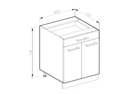 Best Vicco Küchenunterschrank R-Line Bordeaux Hochglanz/Goldkraft Eiche 60 cm mit Schublade AP Eiche Bordeaux-Glanz