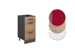 Outlet Vicco Küchenunterschrank R-Line Goldkraft /Anthrazit 40 cm mit Schubladen ohne Arbeitsplatte Eiche