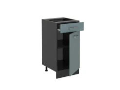 Vicco Küchenunterschrank R-Line Schubladenschrank für die Küche Blau-Grau/Anthrazit 40 cm AP Eiche< Pfannen