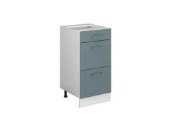 Single-Küchen|Küchenschränke<Vicco Küchenunterschrank R-Line Blau-Grau/Weiß 40 cm mit Schubladen ohne Arbeitsplatte