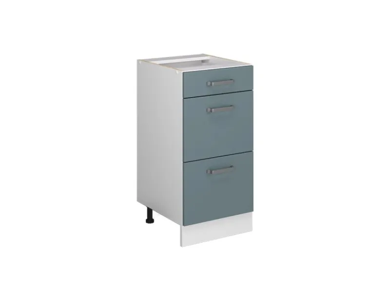 Single-Küchen|Küchenschränke<Vicco Küchenunterschrank R-Line Blau-Grau/Weiß 40 cm mit Schubladen ohne Arbeitsplatte