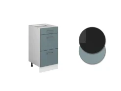 Single-Küchen|Küchenschränke<Vicco Küchenunterschrank R-Line Blau-Grau/Weiß 40 cm mit Schubladen ohne Arbeitsplatte