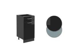 Pfannen<Vicco Küchenunterschrank R-Line Schubladenschrank für die Küche Schwarz Hochglanz 40 cm AP Marmor