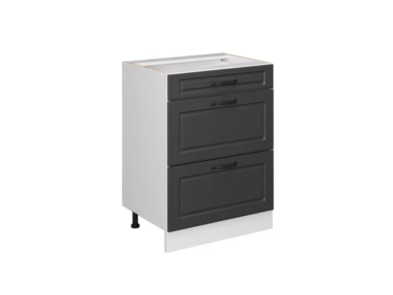 Küchenschränke<Vicco Küchenunterschrank R-Line Anthrazit Landhaus/Weiß 60 cm mit Schubladen ohne Arbeitsplatte