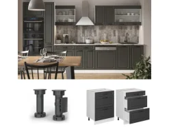 Küchenschränke<Vicco Küchenunterschrank R-Line Anthrazit Landhaus/Weiß 60 cm mit Schubladen ohne Arbeitsplatte
