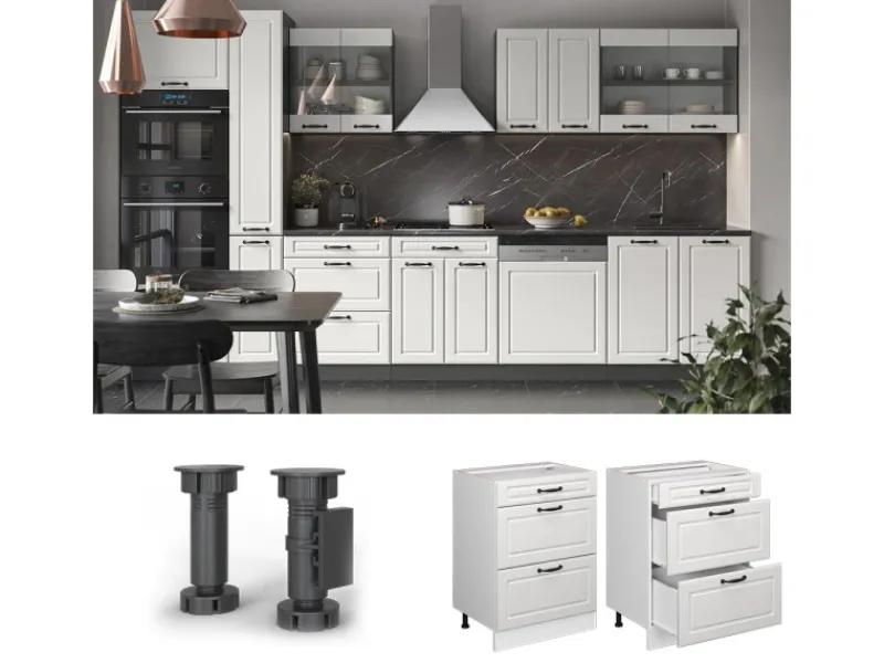 Küchenschränke<Vicco Küchenunterschrank R-Line Landhaus/ 60 cm mit Schubladen AP Anthrazit