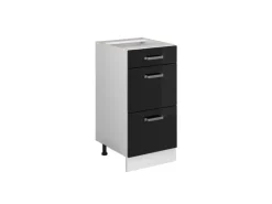 Online Vicco Küchenunterschrank R-Line Schwarz Hochglanz/Weiß 40 cm mit Schubladen ohne Arbeitsplatte Schwarz Glänzend