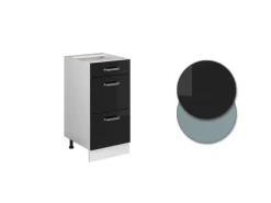 Online Vicco Küchenunterschrank R-Line Schwarz Hochglanz/Weiß 40 cm mit Schubladen ohne Arbeitsplatte Schwarz Glänzend