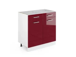 Online Vicco Küchenunterschrank R-Line Bordeaux Hochglanz/Weiß 80 cm ohne Arbeitsplatte Bordeaux-Glanz