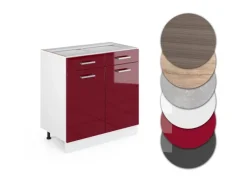 Online Vicco Küchenunterschrank R-Line Bordeaux Hochglanz/Weiß 80 cm ohne Arbeitsplatte Bordeaux-Glanz