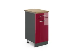 Discount Vicco Küchenunterschrank R-Line Bordeaux Hochglanz/Anthrazit 40 cm AP Eiche Bordeaux-Glanz