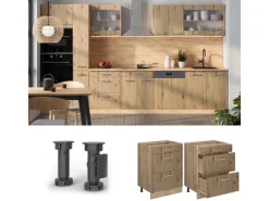 Küchenschränke<Vicco Küchenunterschrank R-Line Artisan-Eiche/Goldkraft Eiche 60 cm mit Schubladen ohne Arbeitsplatte