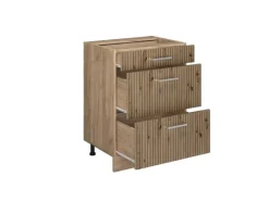 Küchenschränke<Vicco Küchenunterschrank R-Line Artisan-Eiche/Goldkraft Eiche 60 cm mit Schubladen ohne Arbeitsplatte