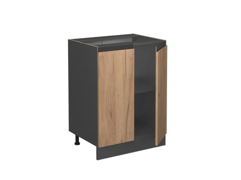 Küchenschränke<Vicco Küchenunterschrank R-Line Goldkraft /Anthrazit 60 cm AP mit Anthrazit Korpus