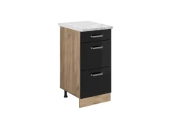 Kühlschränke<Vicco Küchenunterschrank R-Line Schubladenschrank für die Küche Schwarz Hochglanz 40 cm AP Marmor