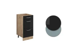 Kühlschränke<Vicco Küchenunterschrank R-Line Schubladenschrank für die Küche Schwarz Hochglanz 40 cm AP Marmor
