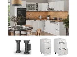 Clearance Vicco Küchenunterschrank R-Line Landhaus/ 40 cm mit Schubladen ohne Arbeitsplatte Weiß