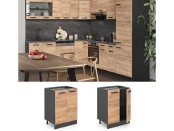 Küchenschränke<Vicco Küchenunterschrank R-Line Goldkraft /Anthrazit 60 cm ohne Arbeitsplatte