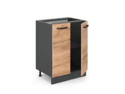 Küchenschränke<Vicco Küchenunterschrank R-Line Goldkraft /Anthrazit 60 cm ohne Arbeitsplatte