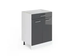 Küchenschränke<Vicco Küchenunterschrank R-Line Hochglanz/Weiß 60 cm mit Schublade ohne Arbeitsplatte