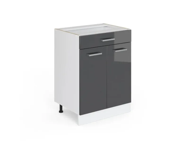 Küchenschränke<Vicco Küchenunterschrank R-Line Hochglanz/Weiß 60 cm mit Schublade ohne Arbeitsplatte