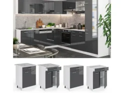 Küchenschränke<Vicco Küchenunterschrank R-Line Hochglanz/Weiß 60 cm mit Schublade ohne Arbeitsplatte