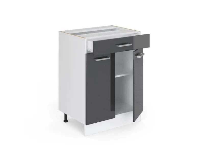 Küchenschränke<Vicco Küchenunterschrank R-Line Hochglanz/Weiß 60 cm mit Schublade ohne Arbeitsplatte