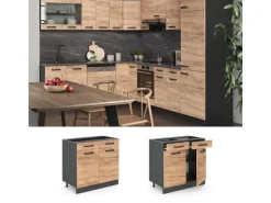 Best Vicco Küchenunterschrank R-Line Goldkraft 80 cm ohne Arbeitsplatte Eiche