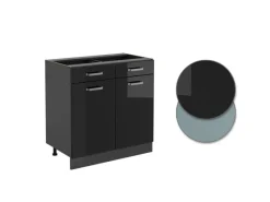 Vicco Küchenunterschrank R-Line Schwarz Hochglanz/Anthrazit 80 cm ohne Arbeitsplatte< Küchenschränke