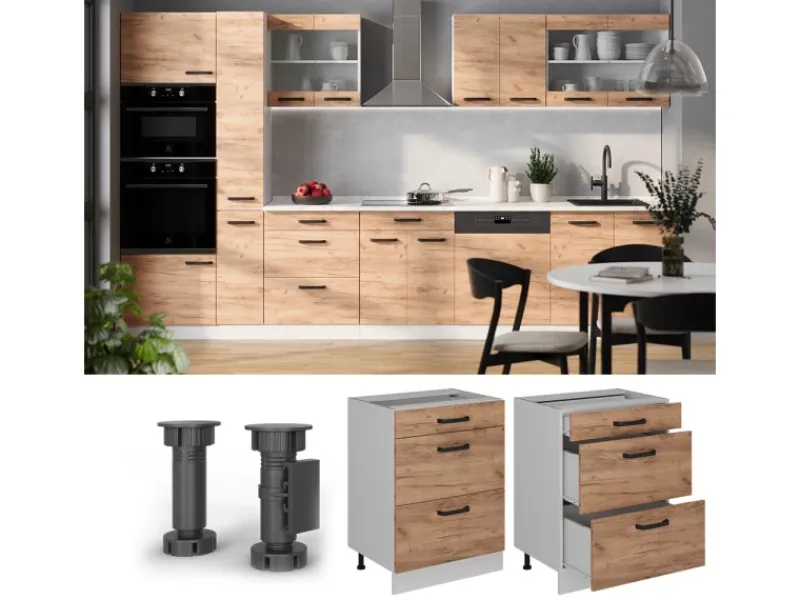 Vicco Küchenunterschrank R-Line Goldkraft 60 cm ohne Arbeitsplatte mit Weiß Korpus< Küchenschränke