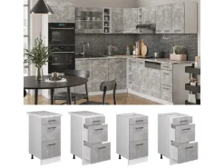 Vicco Küchenunterschrank R-Line /Weiß 40 cm mit Schubladen ohne Arbeitsplatte< Einbauküchen