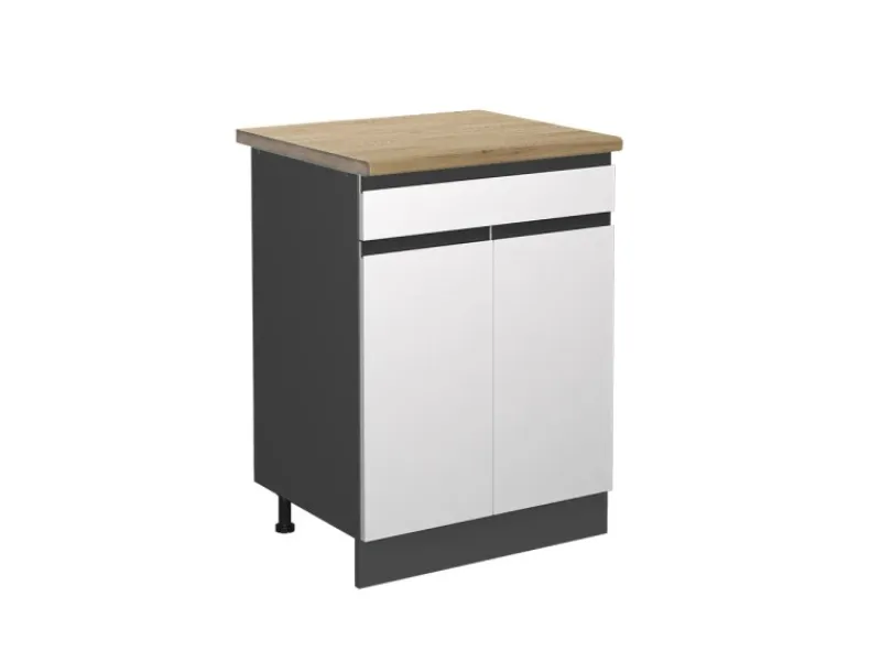 Vicco Küchenunterschrank R-Line Schubladenschrank für die Küche /Anthrazit 60 cm AP Eiche Weiß