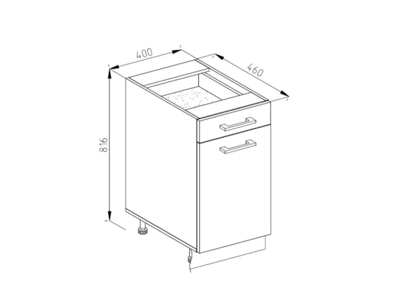 Pfannen<Vicco Küchenunterschrank R-Line Schubladenschrank für die Küche Sonoma/Weiß 40 cm AP Marmor