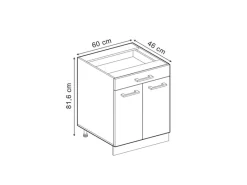 Vicco Küchenunterschrank R-Line Artisan-Eiche/Goldkraft Eiche 60 cm mit Schublade ohne Arbeitsplatte< Pfannen|Küchenschränke