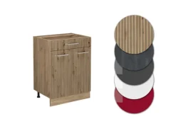 Vicco Küchenunterschrank R-Line Artisan-Eiche/Goldkraft Eiche 60 cm mit Schublade ohne Arbeitsplatte< Pfannen|Küchenschränke