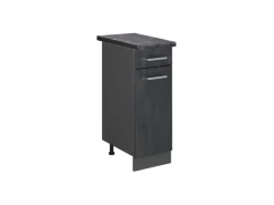 Hot Vicco Küchenunterschrank R-Line Schubladenschrank für die Küche Schwarz Beton 30 cm AP Anthrazit mit Anthrazit Korpus