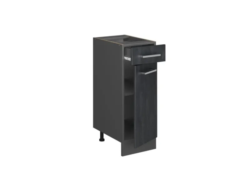 Hot Vicco Küchenunterschrank R-Line Schubladenschrank für die Küche Schwarz Beton 30 cm AP Anthrazit mit Anthrazit Korpus