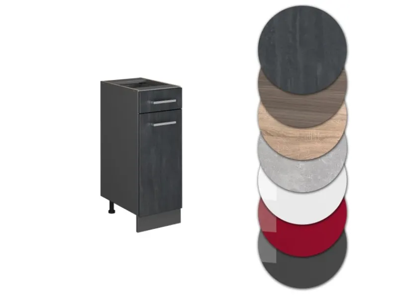 Hot Vicco Küchenunterschrank R-Line Schubladenschrank für die Küche Schwarz Beton 30 cm AP Anthrazit mit Anthrazit Korpus