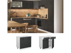 Küchenschränke<Vicco Küchenunterschrank R-Line Anthrazit Landhaus/Weiß 80 cm ohne Arbeitsplatte