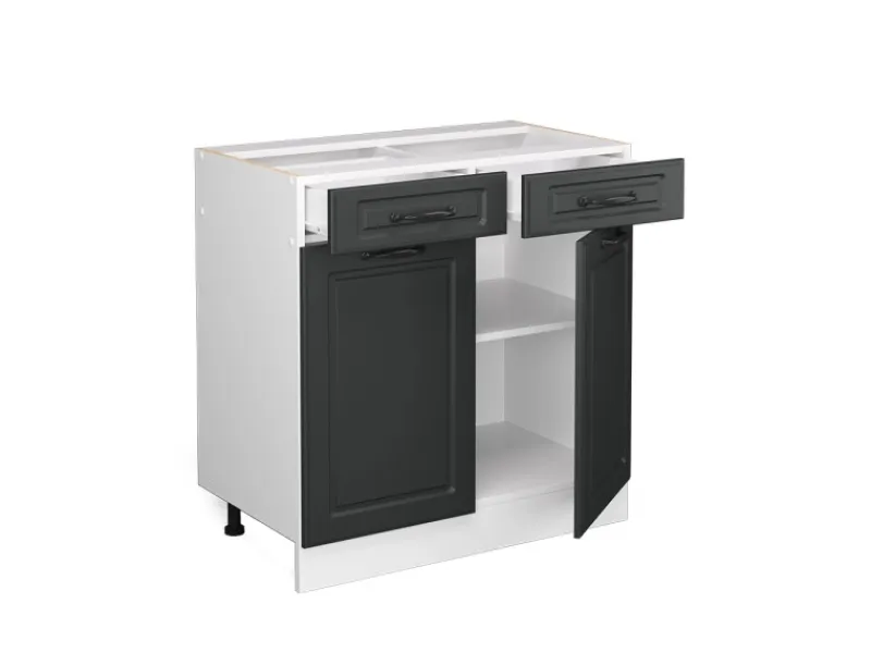 Küchenschränke<Vicco Küchenunterschrank R-Line Anthrazit Landhaus/Weiß 80 cm ohne Arbeitsplatte