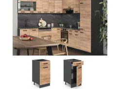 Pfannen<Vicco Küchenunterschrank R-Line Goldkraft /Anthrazit 40 cm AP mit Anthrazit Korpus