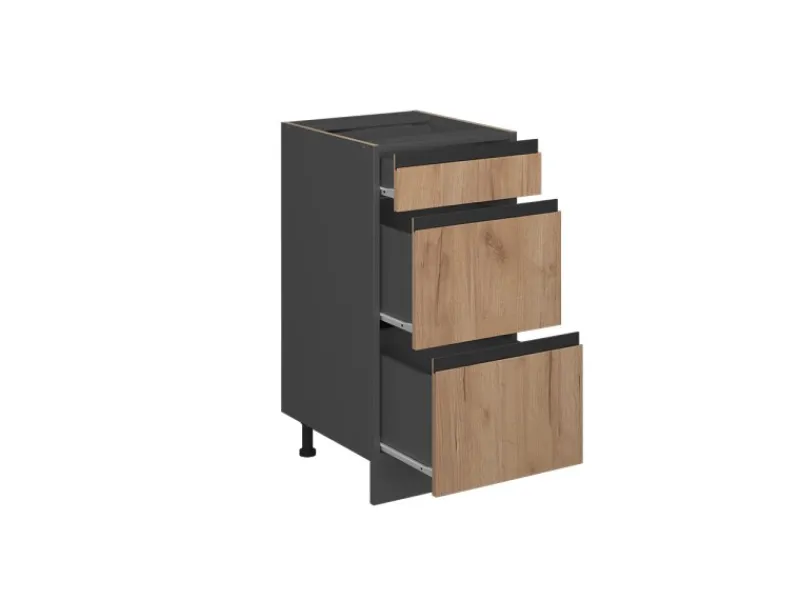 Vicco Küchenunterschrank R-Line Goldkraft /Anthrazit 40 cm J-Shape mit Schubladen ohne Arbeitsplatte< Einbauküchen
