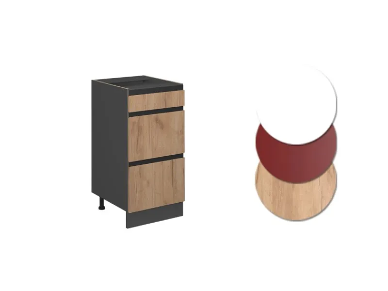 Vicco Küchenunterschrank R-Line Goldkraft /Anthrazit 40 cm J-Shape mit Schubladen ohne Arbeitsplatte< Einbauküchen
