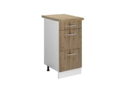 Vicco Küchenunterschrank R-Line Artisan-Eiche/Weiß 40 cm mit Schubladen AP Eiche< Einbauküchen