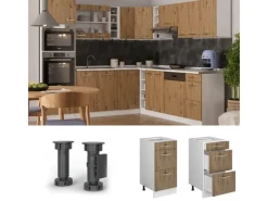 Vicco Küchenunterschrank R-Line Artisan-Eiche/Weiß 40 cm mit Schubladen AP Eiche< Einbauküchen