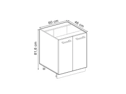 Clearance Vicco Küchenunterschrank R-Line Bordeaux Hochglanz/Goldkraft Eiche 60 cm ohne Arbeitsplatte Bordeaux-Glanz