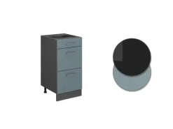 Vicco Küchenunterschrank R-Line Blau-Grau/Anthrazit 40 cm mit Schubladen AP Eiche< Pantryküchen|Kücheninseln