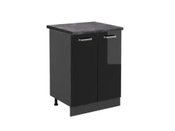 Clearance Vicco Küchenunterschrank R-Line Schwarz Hochglanz/Anthrazit 60 cm AP Anthrazit Schwarz Glänzend