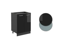 Clearance Vicco Küchenunterschrank R-Line Schwarz Hochglanz/Anthrazit 60 cm AP Anthrazit Schwarz Glänzend